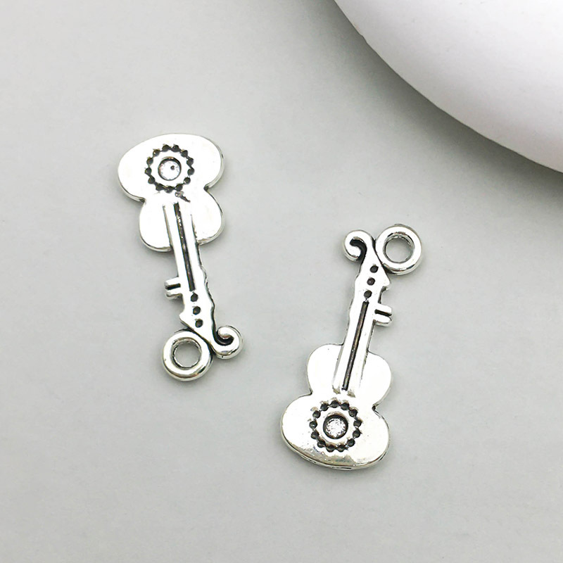 16:1 ancient silver musical instrument guitar 9*21mm-1.1g-15560