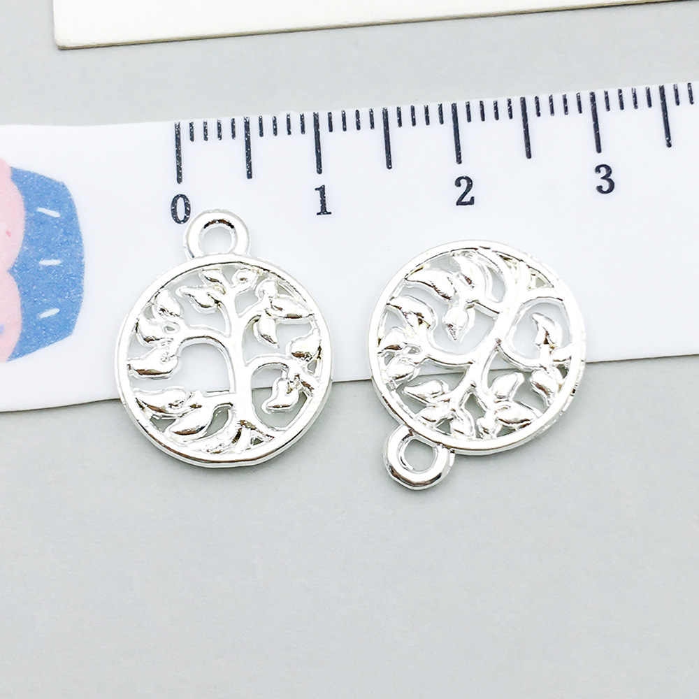 20:1 bright silver round tree of life 18*15mm-