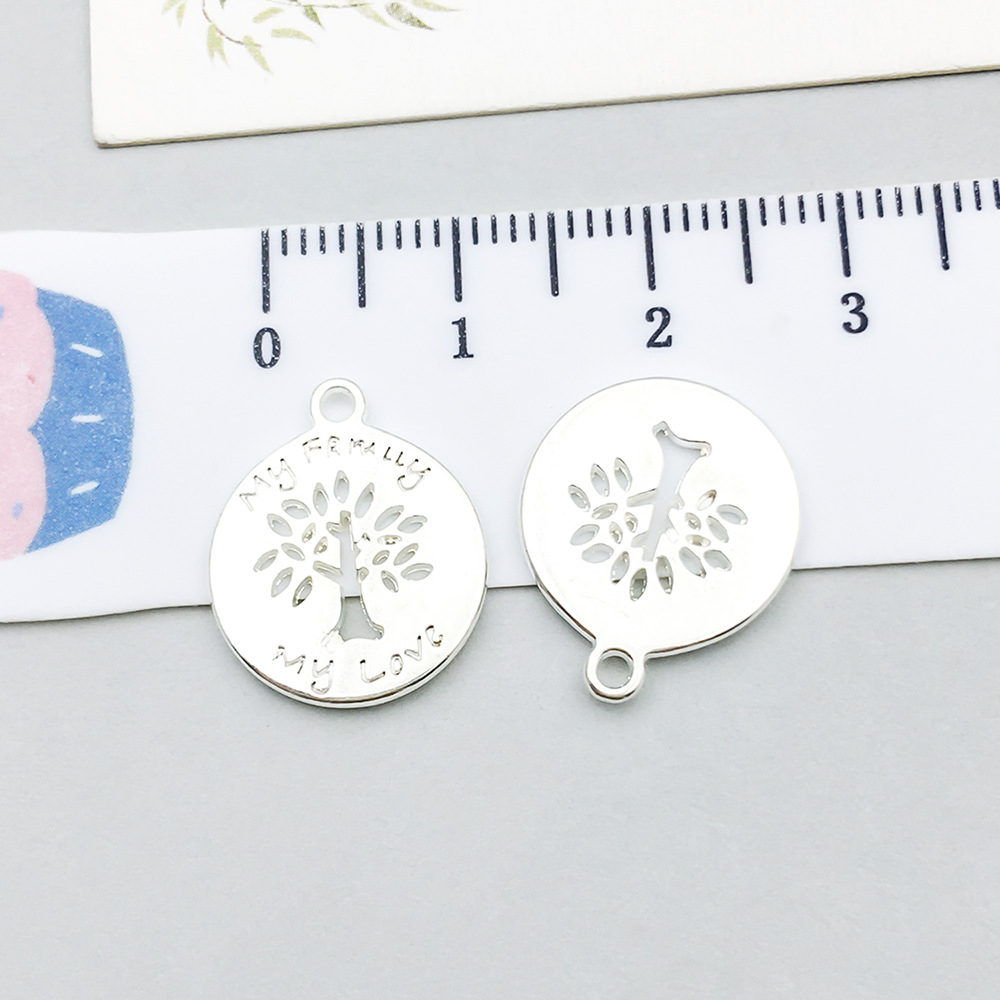 17:1 bright silver round tree of life 17*14mm-