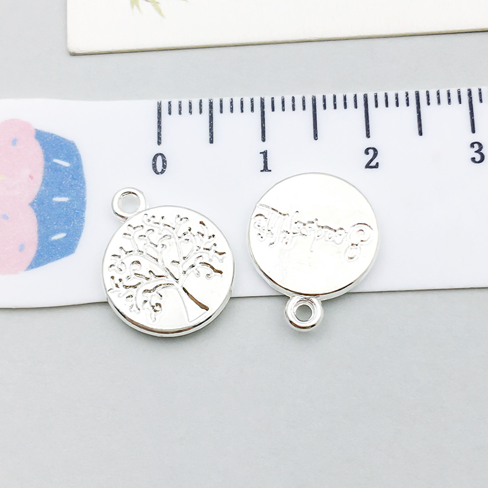 11:1 bright silver round tree of life 15*12mm-