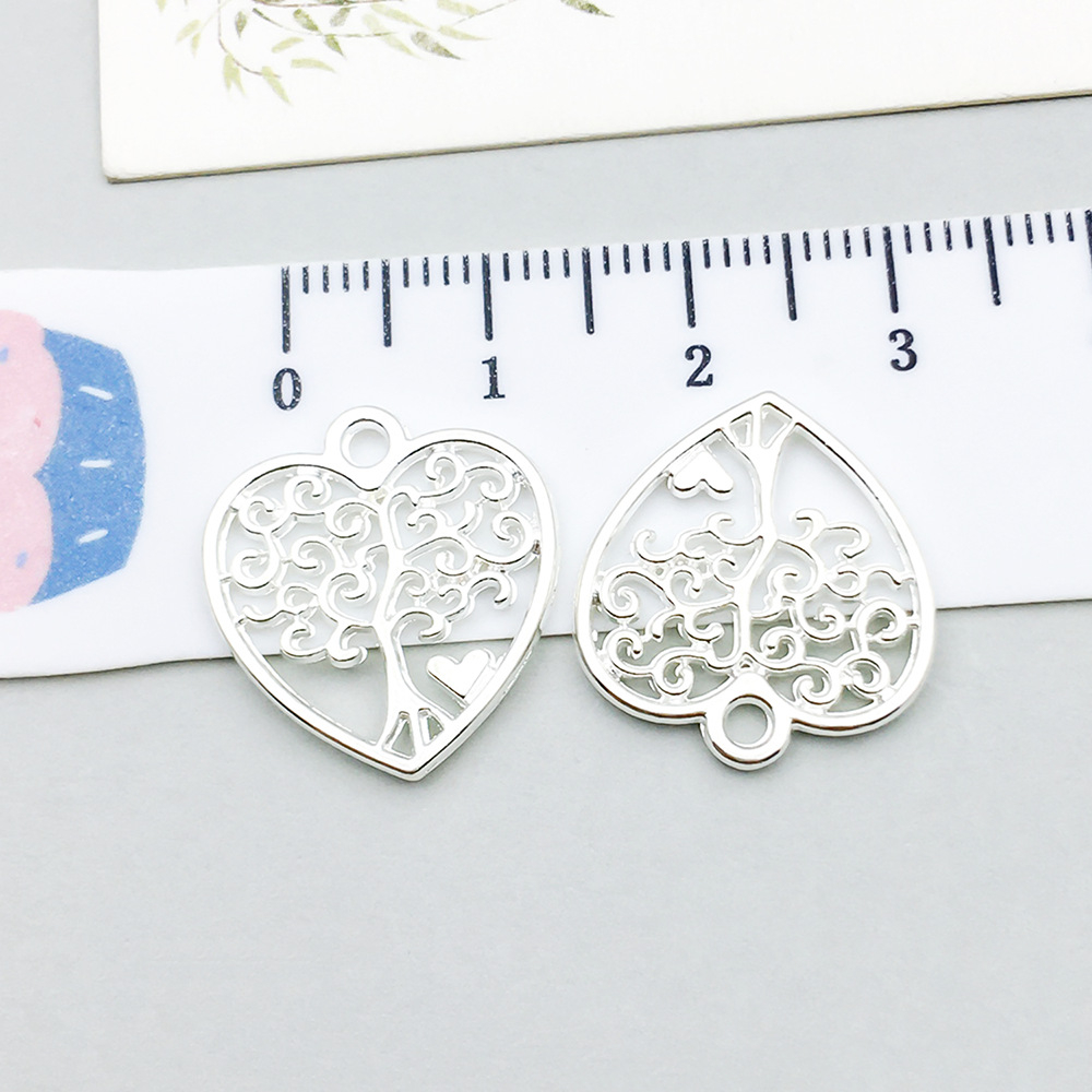 13:1 bright silver heart-shaped tree of life 19*17mm-