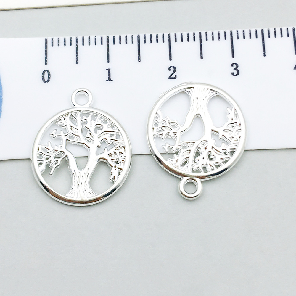 6:1 bright silver round tree of life 19*16mm