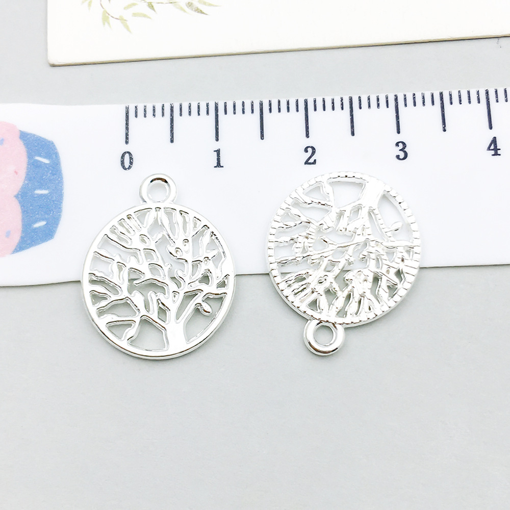 2:1 bright silver round tree of life 20*16mm