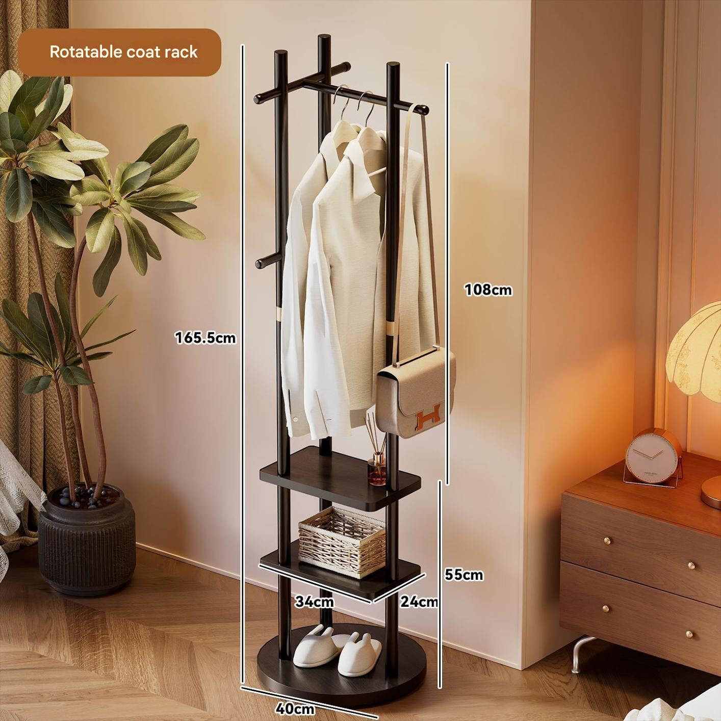 round base rotatable black wood grain