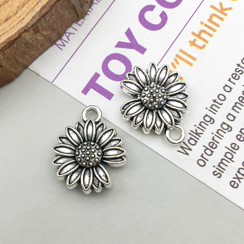 8:1 ancient silver sunflower 12*14mm-1.6g-15719