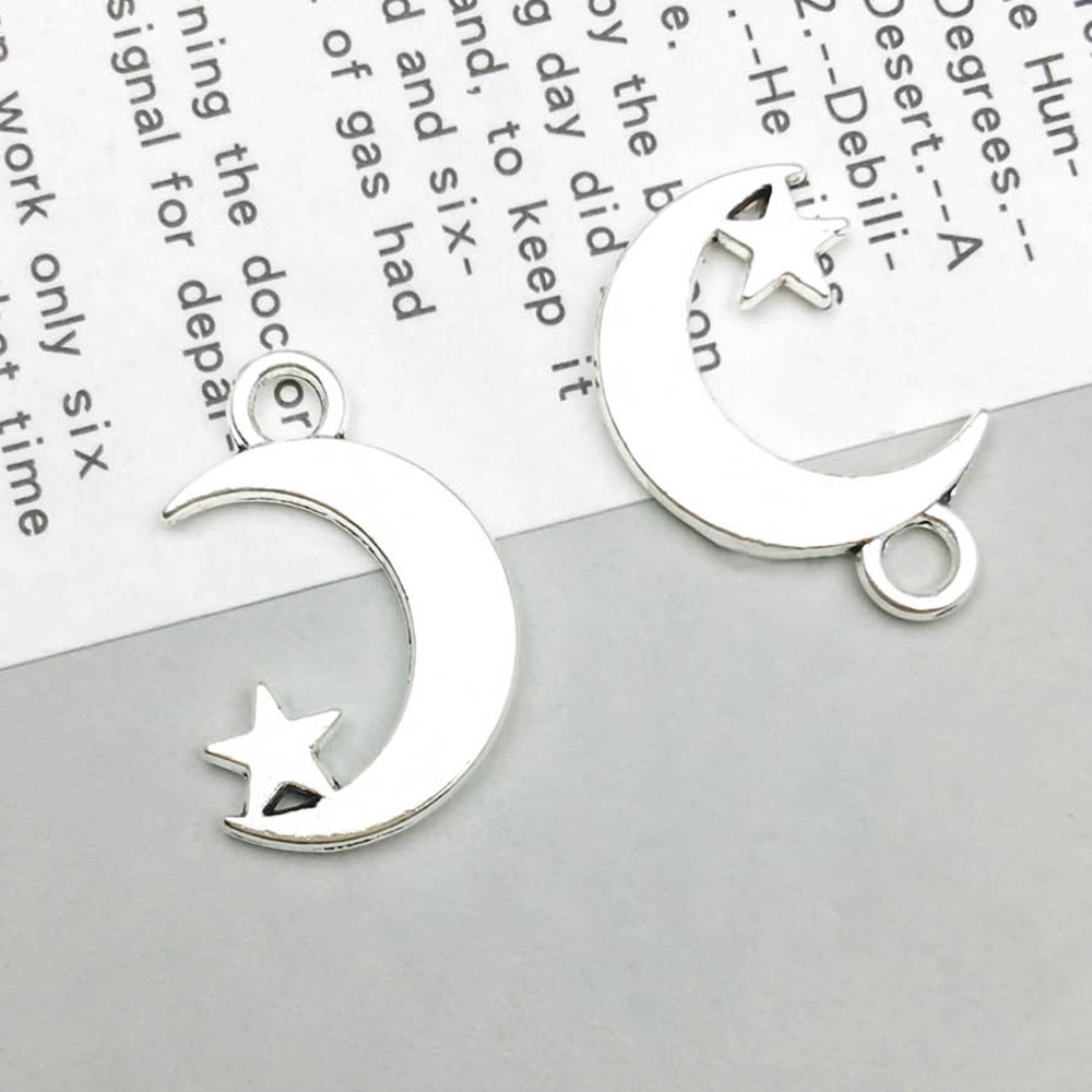 14:1 ancient silver moon star 11*17mm-1.1g-8519