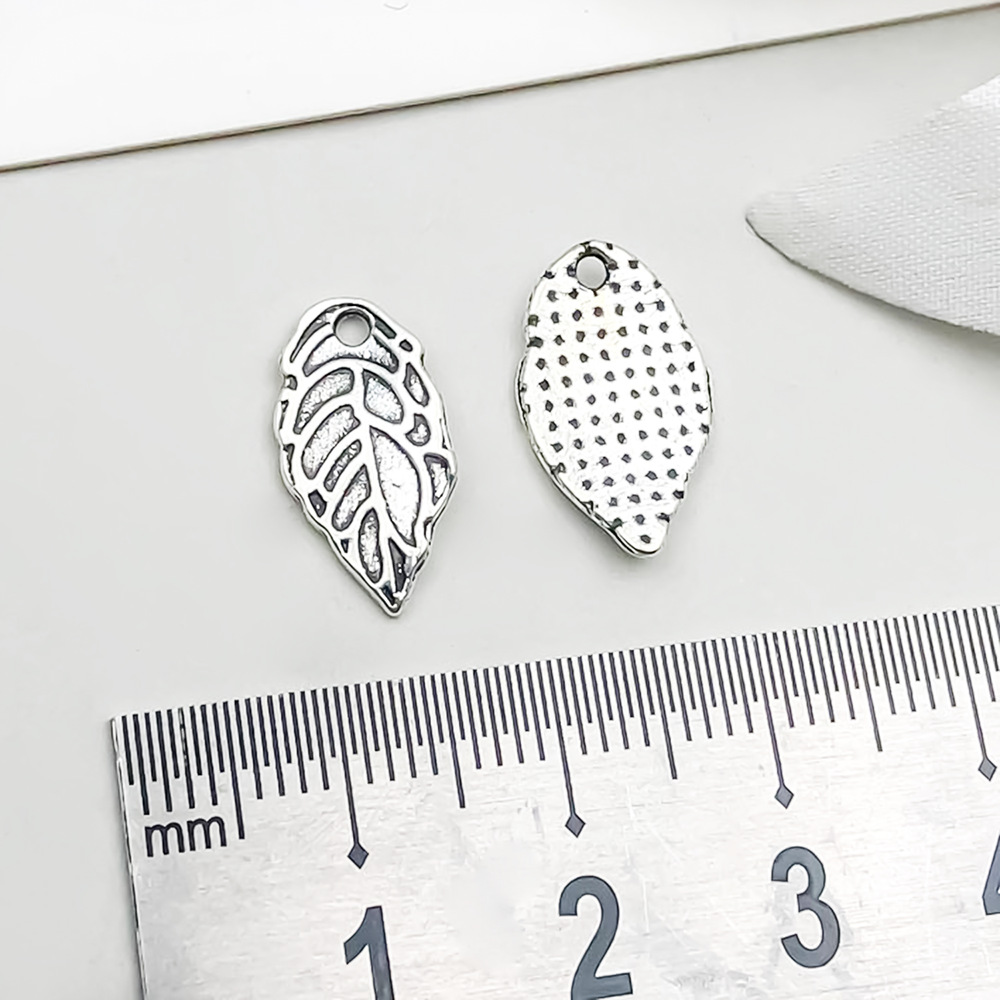 15:1 ancient silver single-sided leaf 8*16mm-0.6g-10414