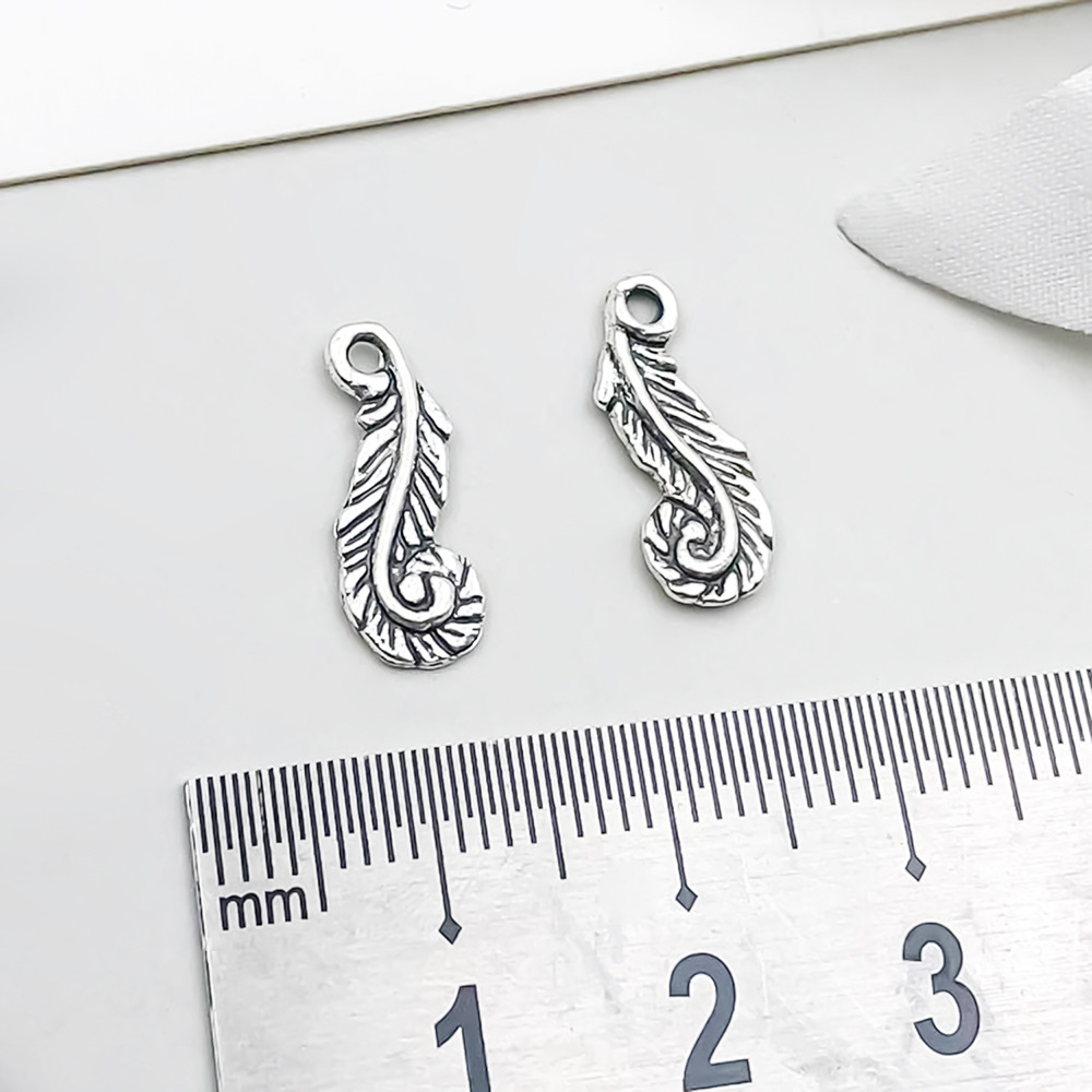 16:1 ancient silver leaf feather 7*17mm-0.4g-10415