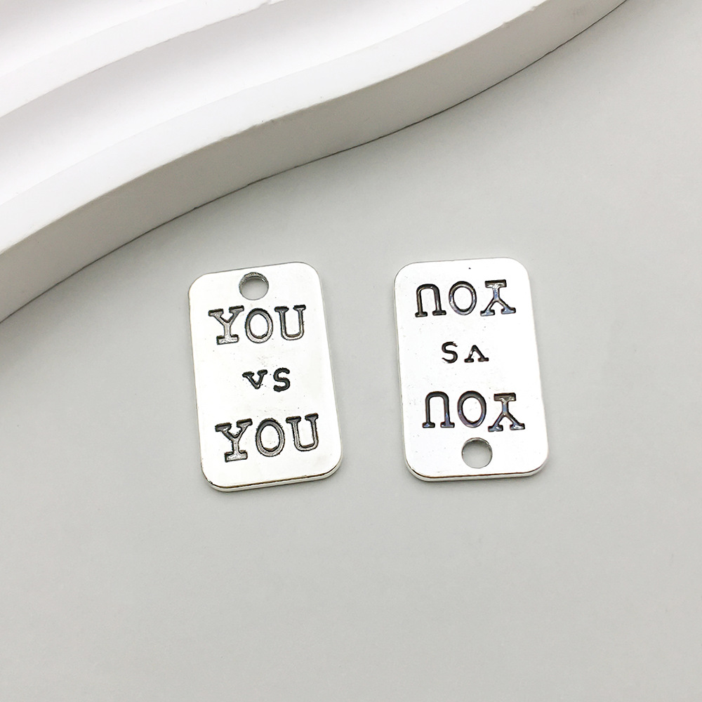 4:1 ancient silver square YOUvsyou letter card 13*22mm-2.4g-8999