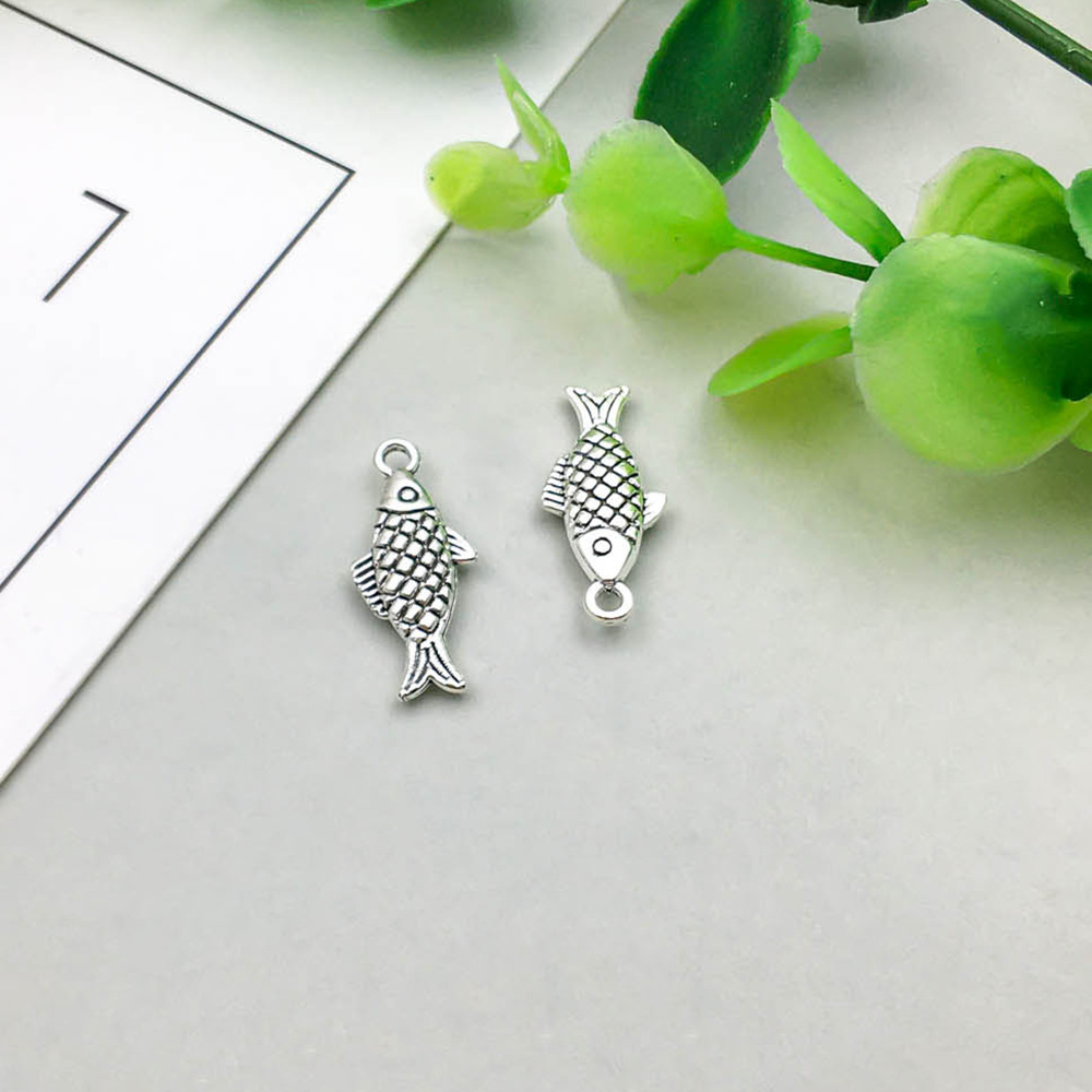 3:1 ancient silver zinc alloy marine fish 19*22mm-1.1g-10385