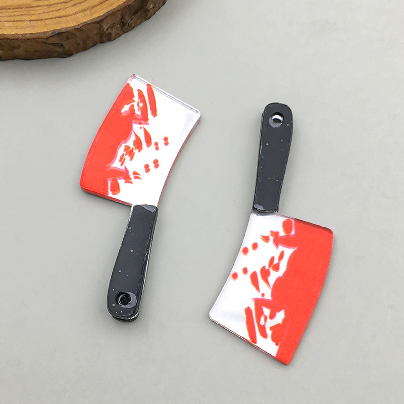 2:1 Halloween acrylic blood-stained kitchen knife 17*47mm-1.1g-16977