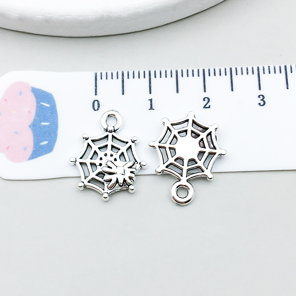9:1 ancient silver halloween spider web 14*17mm-0.9g-10875