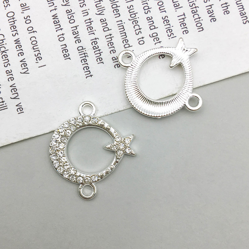 3:1 bright silver double hole connection point drill pendant 18*20mm-1g-14600