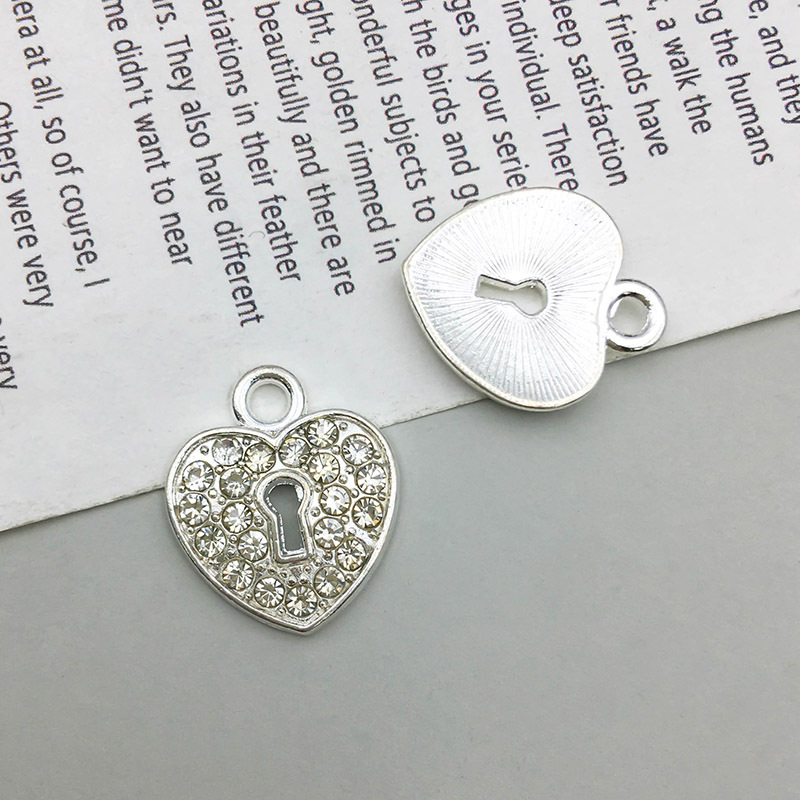 9:1 bright silver double hole connection point drill pendant 14*17mm-1.4g-14614