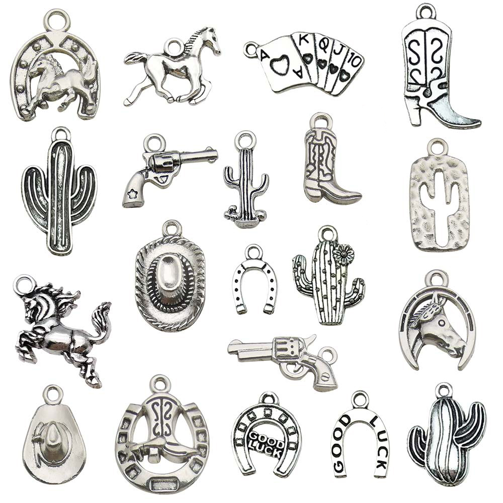 1:Mix 20pcs ancient silver western cowboy series-32.4g-sn820