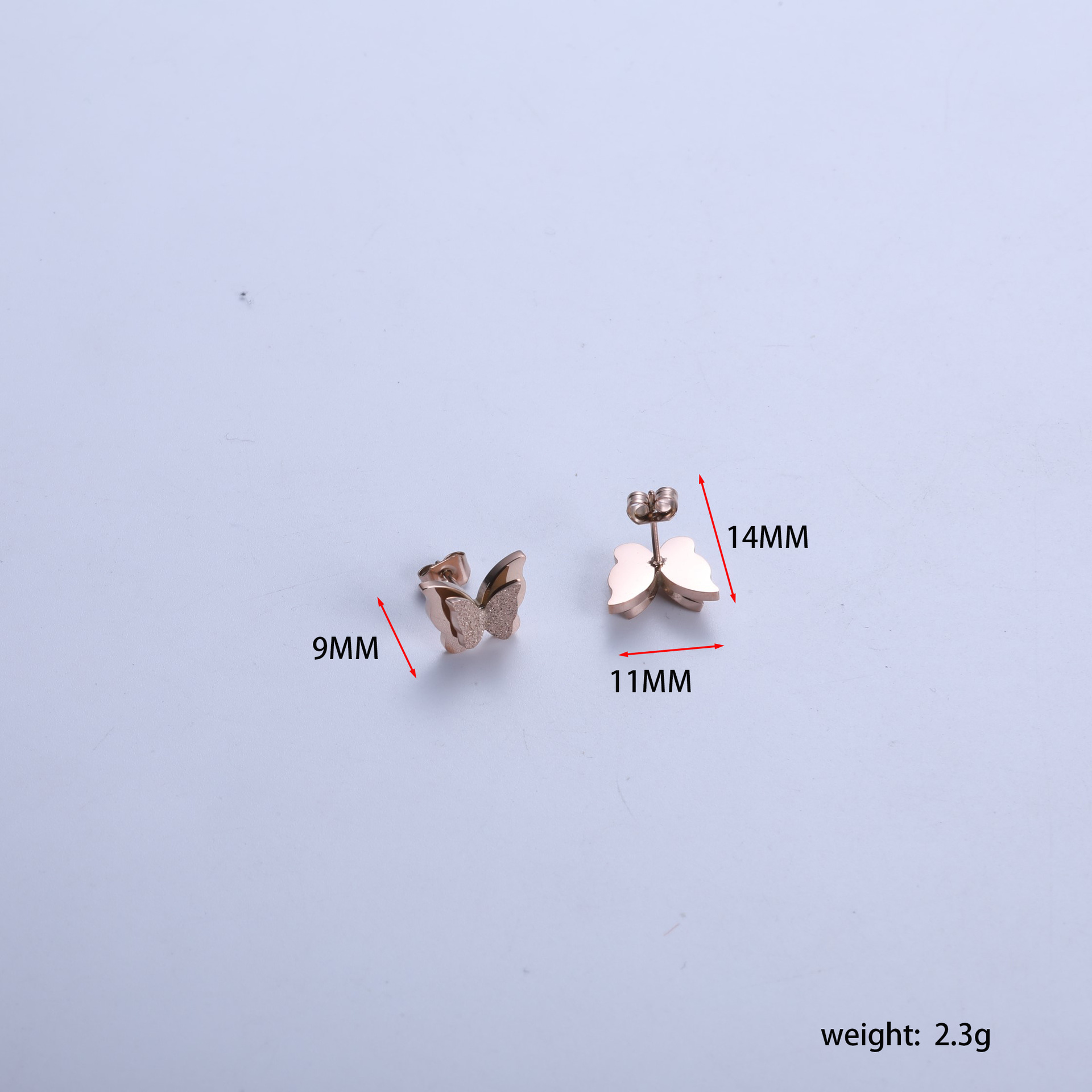 2:Rose gold butterfly earrings
