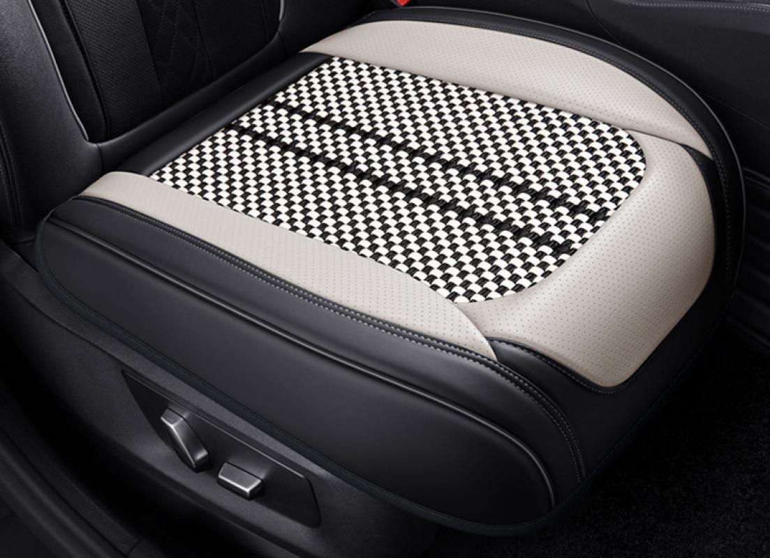 Leather ice silk black beige square mat single