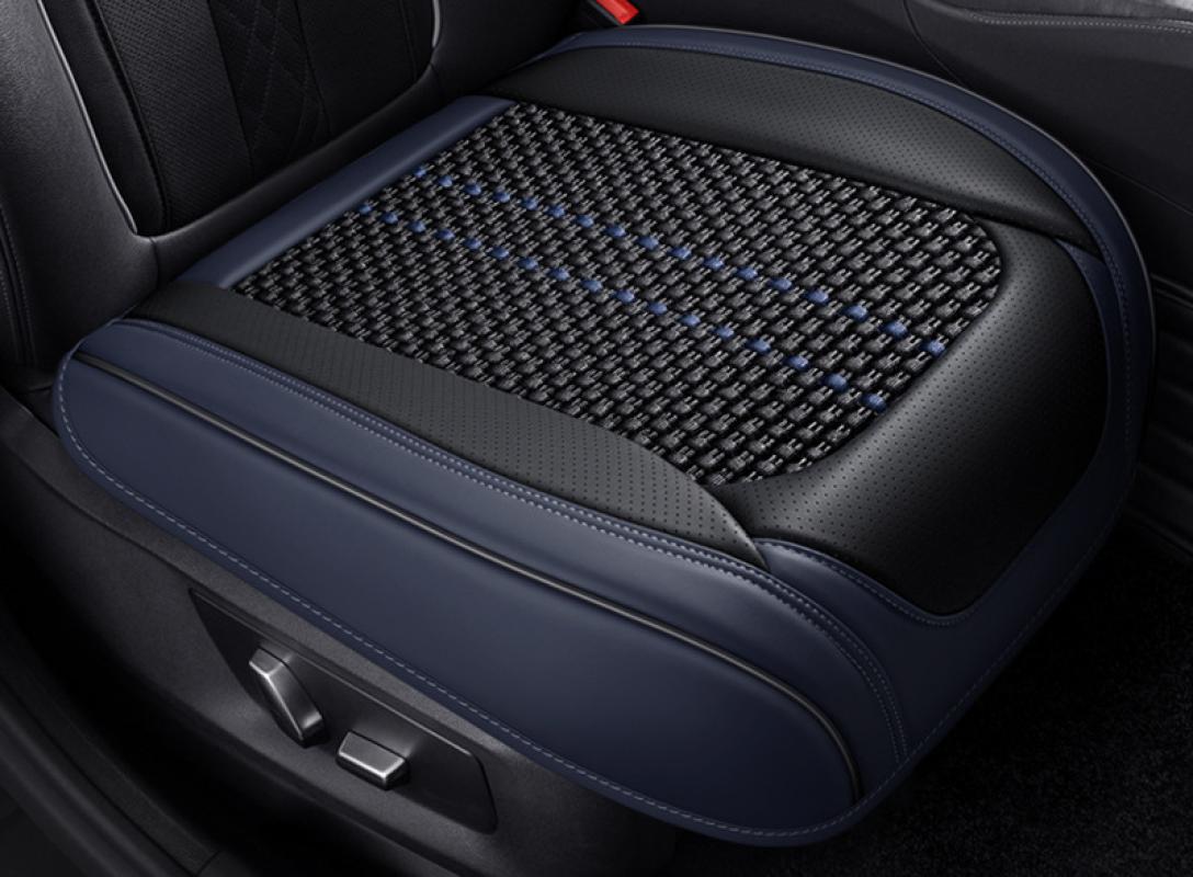 Leather ice silk blue black square mat single