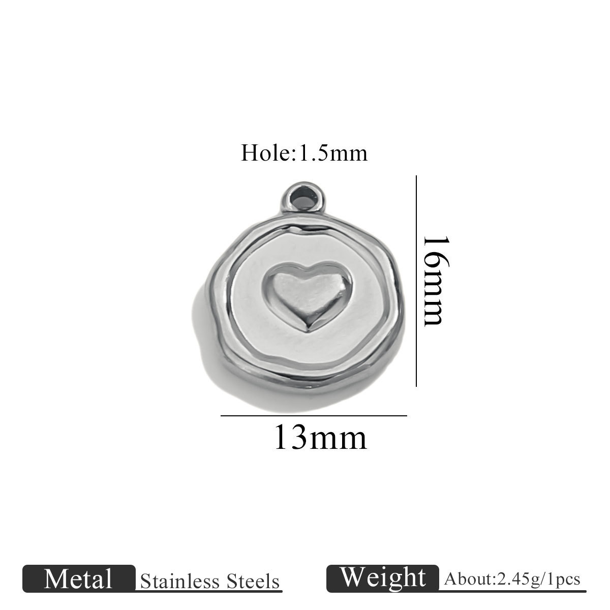 23:Steel color small pendant-love