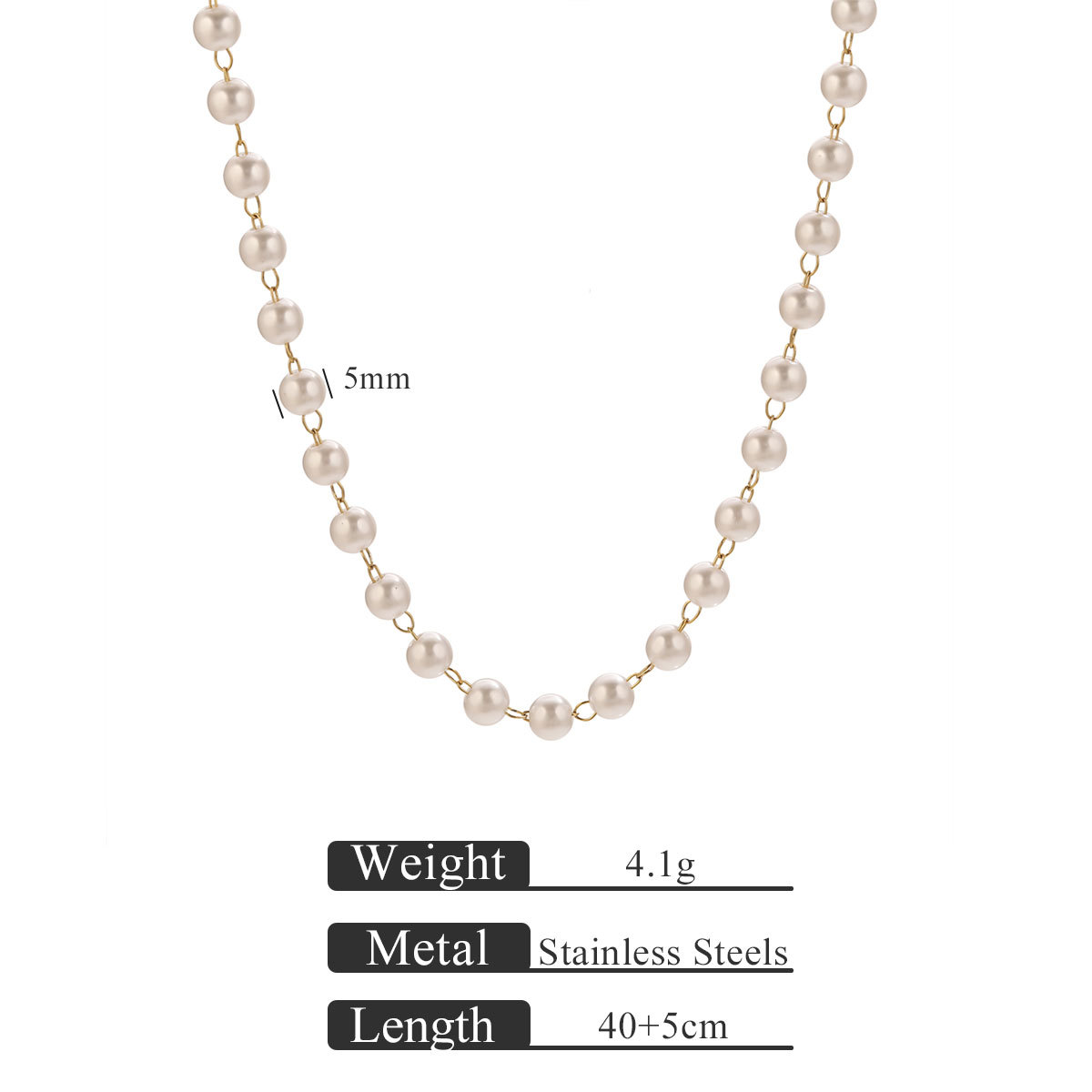 6:Gold pearl necklace 40 5-5mm pearls