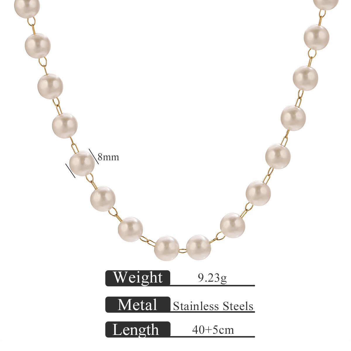 8:Gold pearl necklace 40 5-8mm pearls