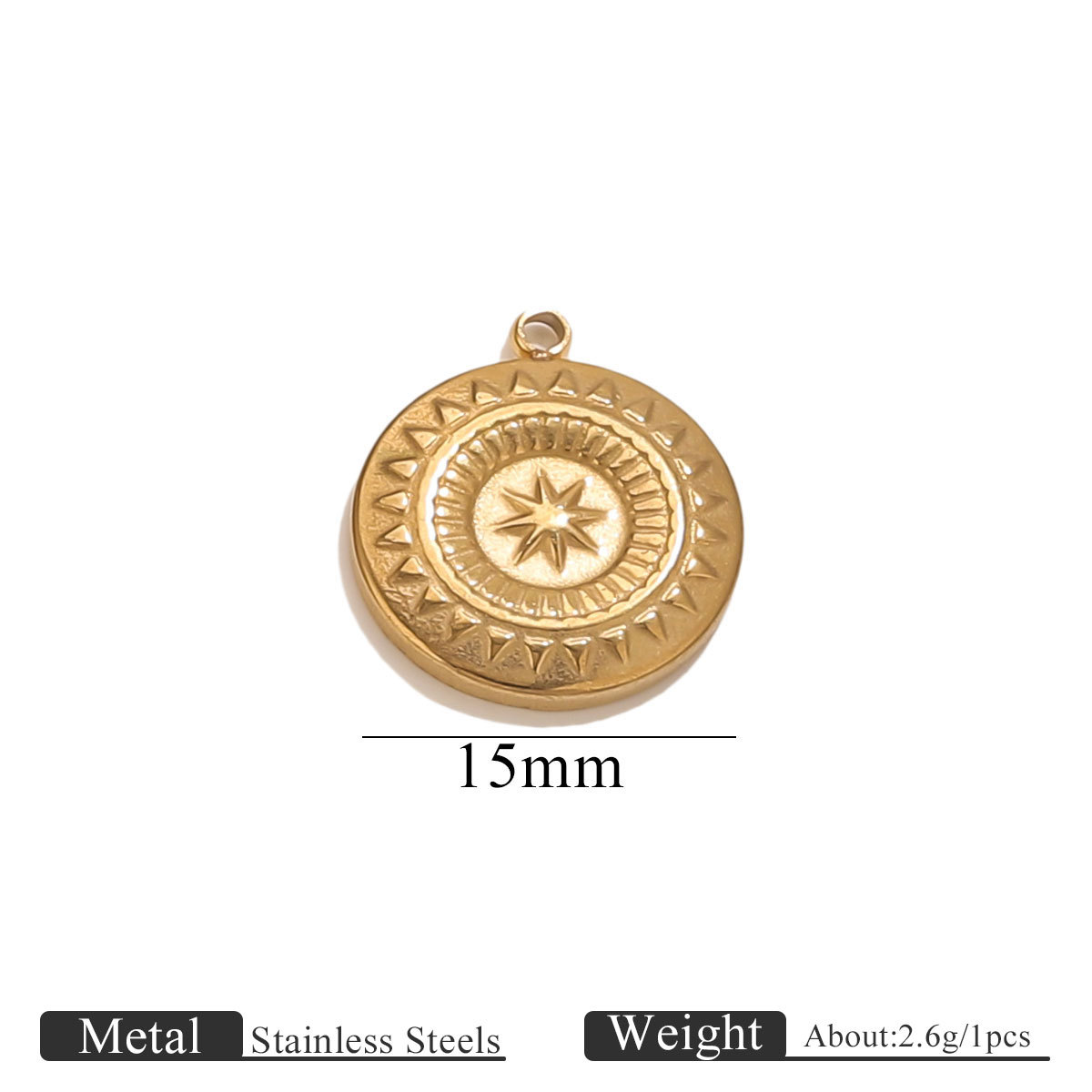 1:Gold round star pendant