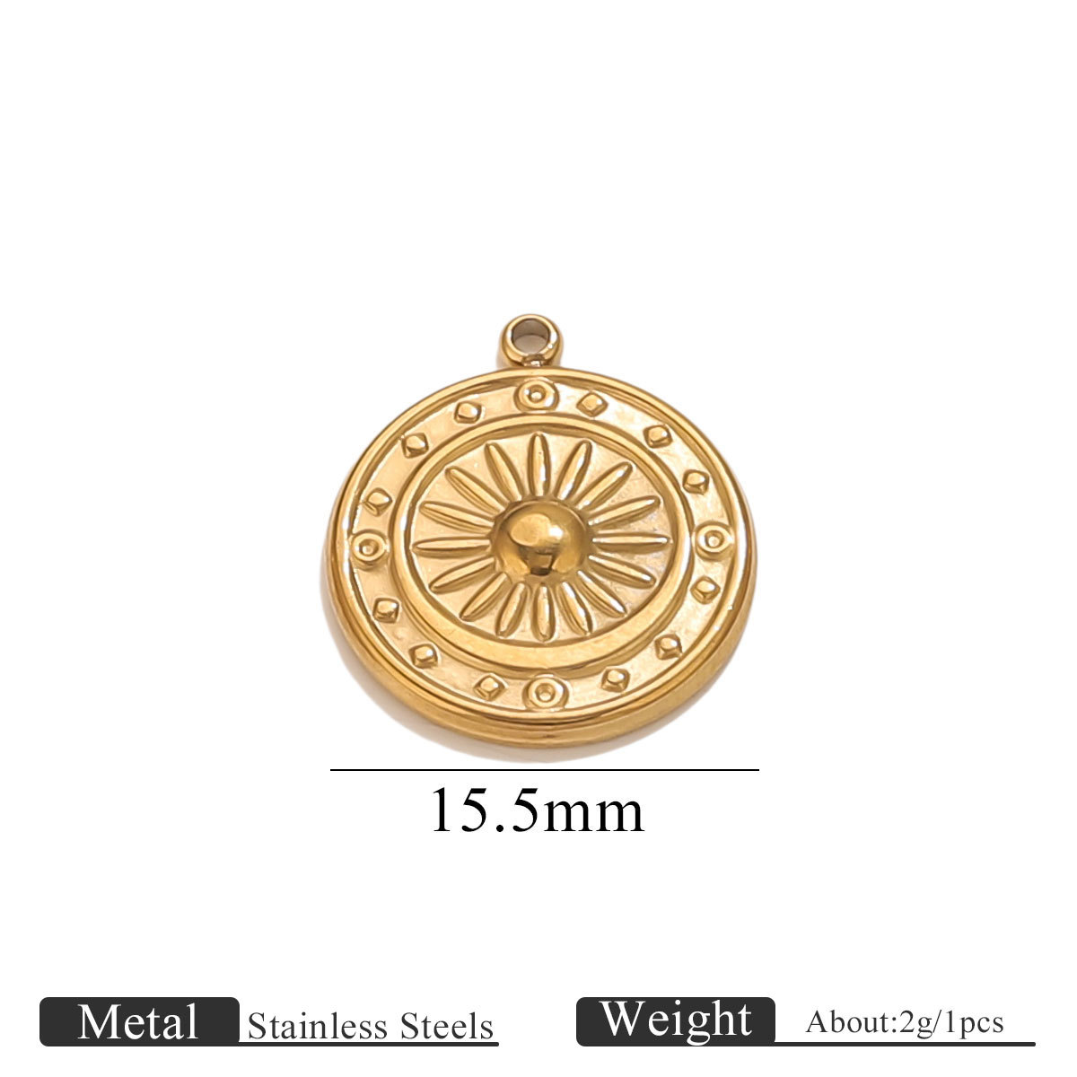 2:Gold round flower pendant