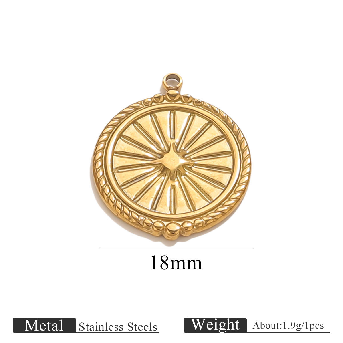 3:Golden round radiating flower pendant