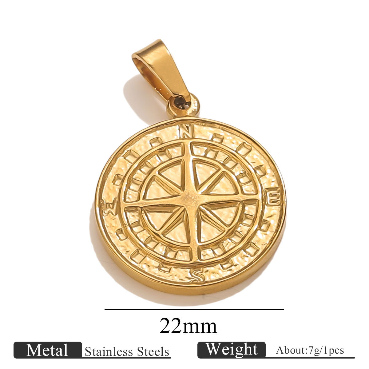 5:Compass melon seed buckle pendant - gold