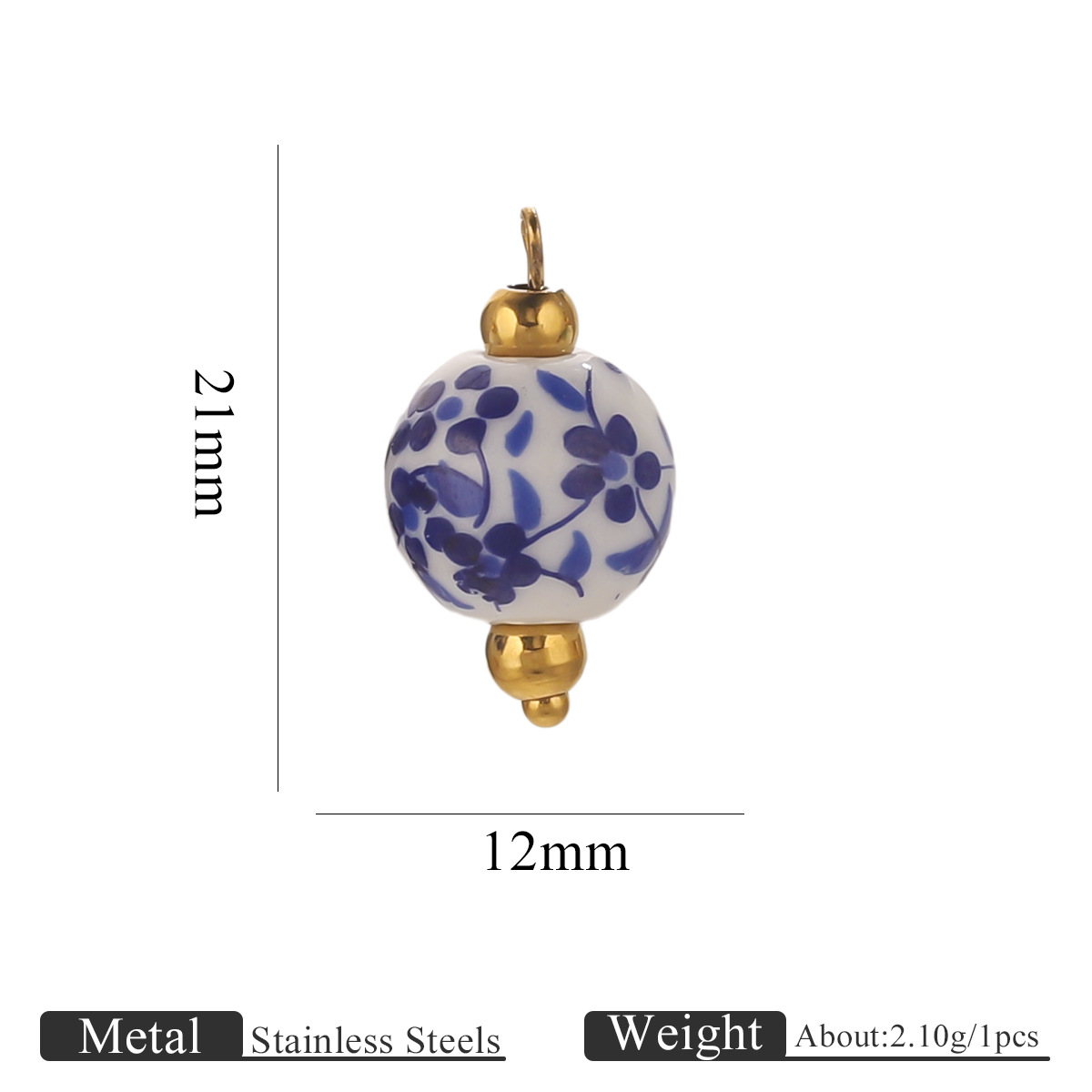 1:Blue and white floral 12mm