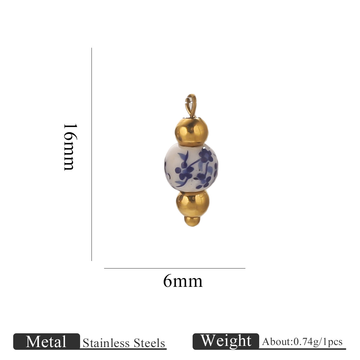 12:Blue and white floral 6mm