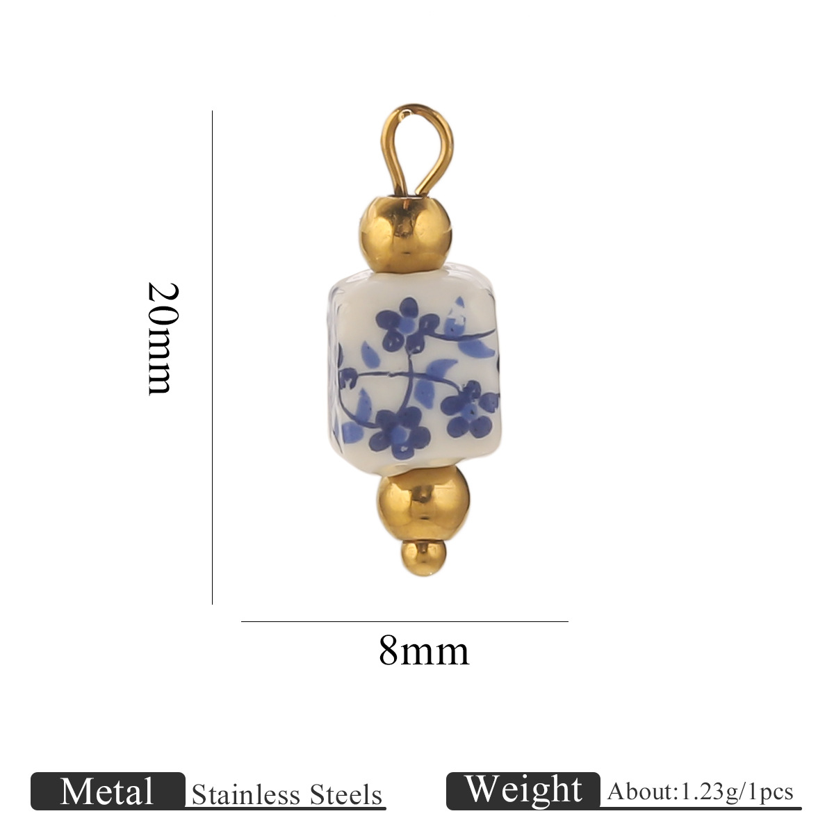 15:Blue and white floral 8mm square