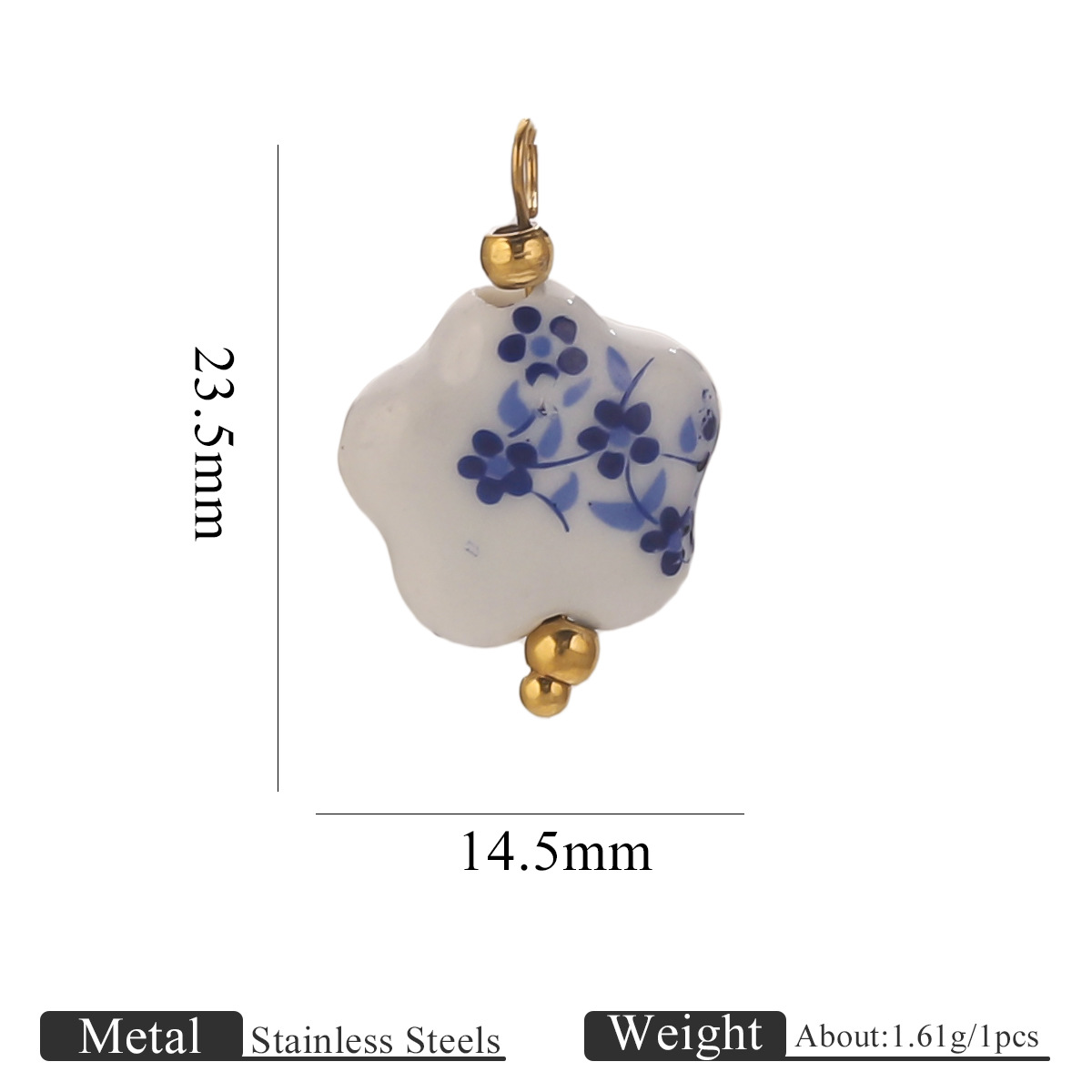 19:Blue and white floral-flowers 14.5*6mm