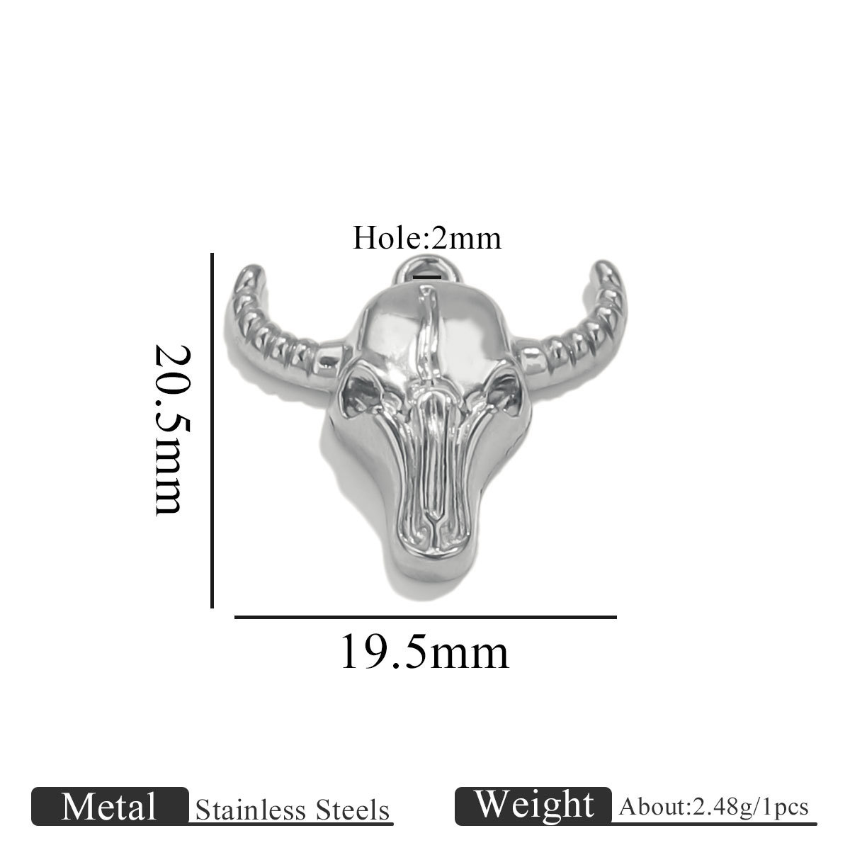 1:Horn pendant horn stripes-1033-steel color