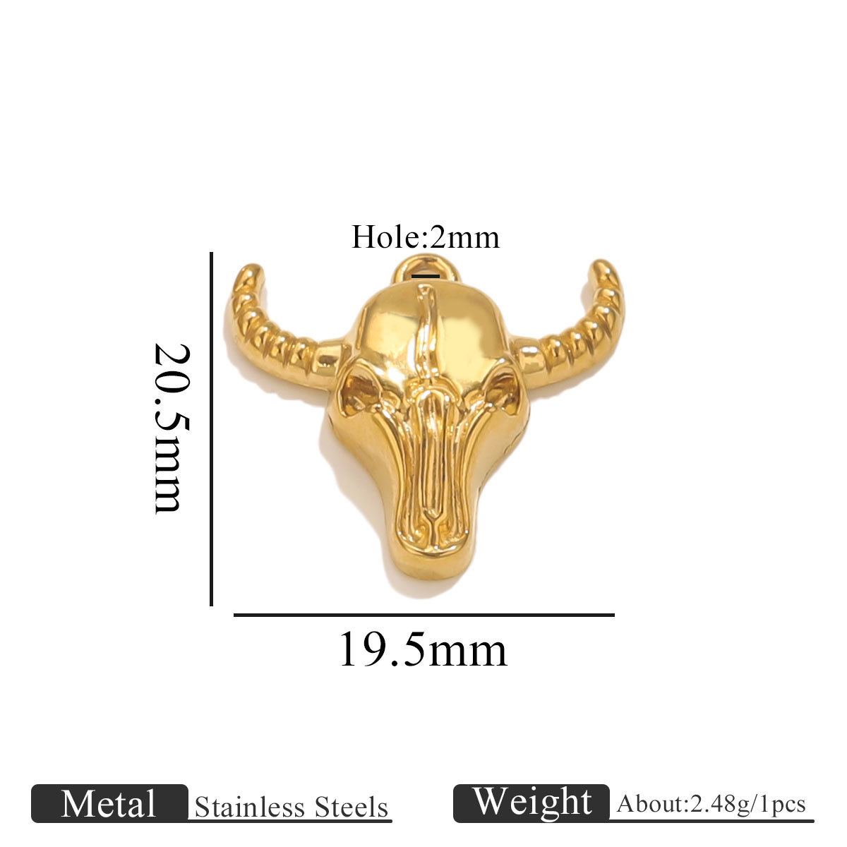 7:Horn pendant horn stripes-1033-gold