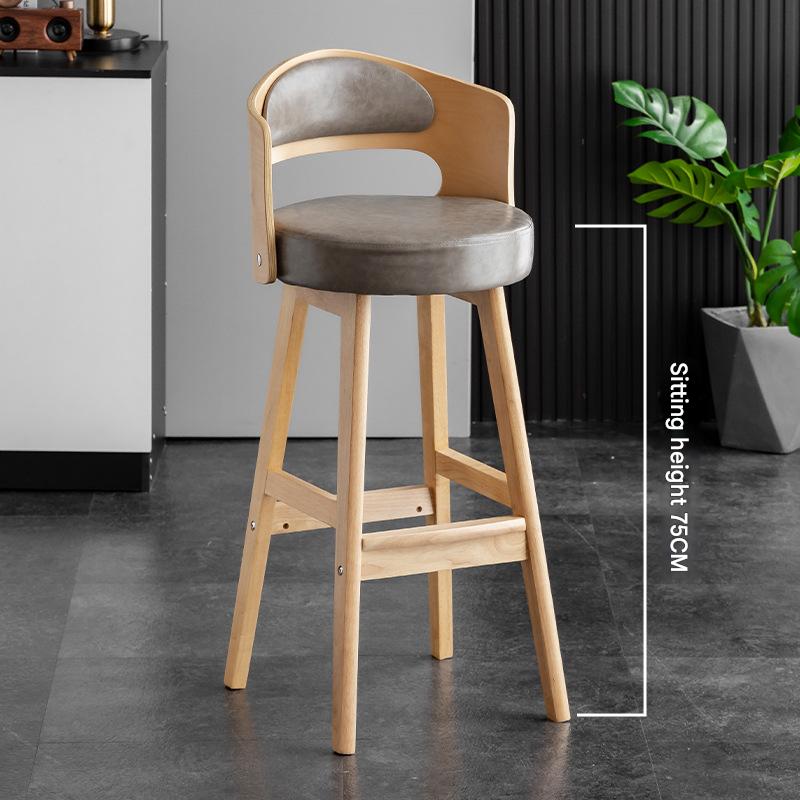 Sitting height 75 natural wood frame   gray leather