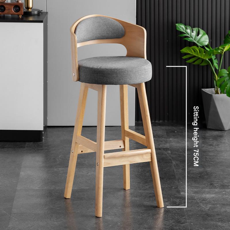 Sitting height 75 natural wood frame   gray linen