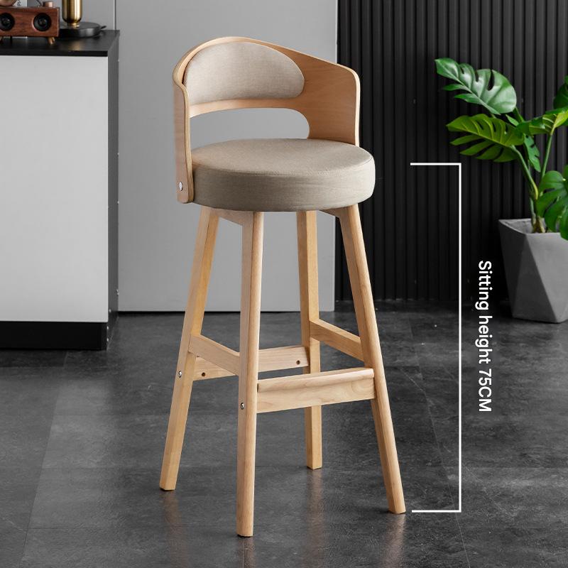 Seat height 75 natural wood frame   khaki linen