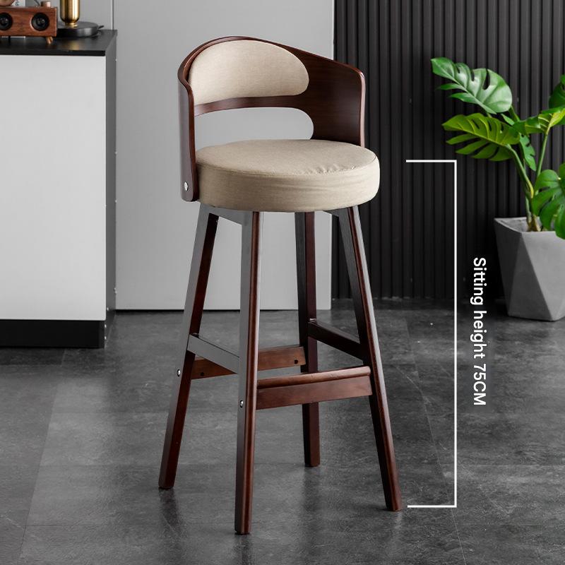 Sitting height 75 brown wooden frame   khaki linen