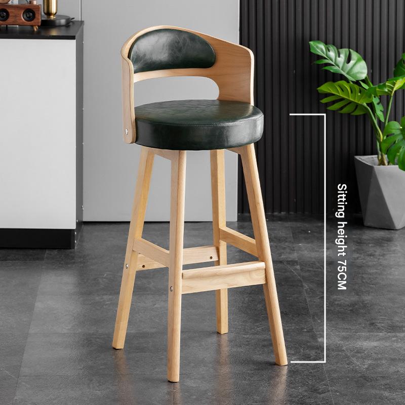 Sitting height 75 natural wood frame   dark green leather