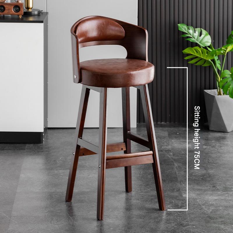 Sitting height 75 brown wooden frame   brown leather