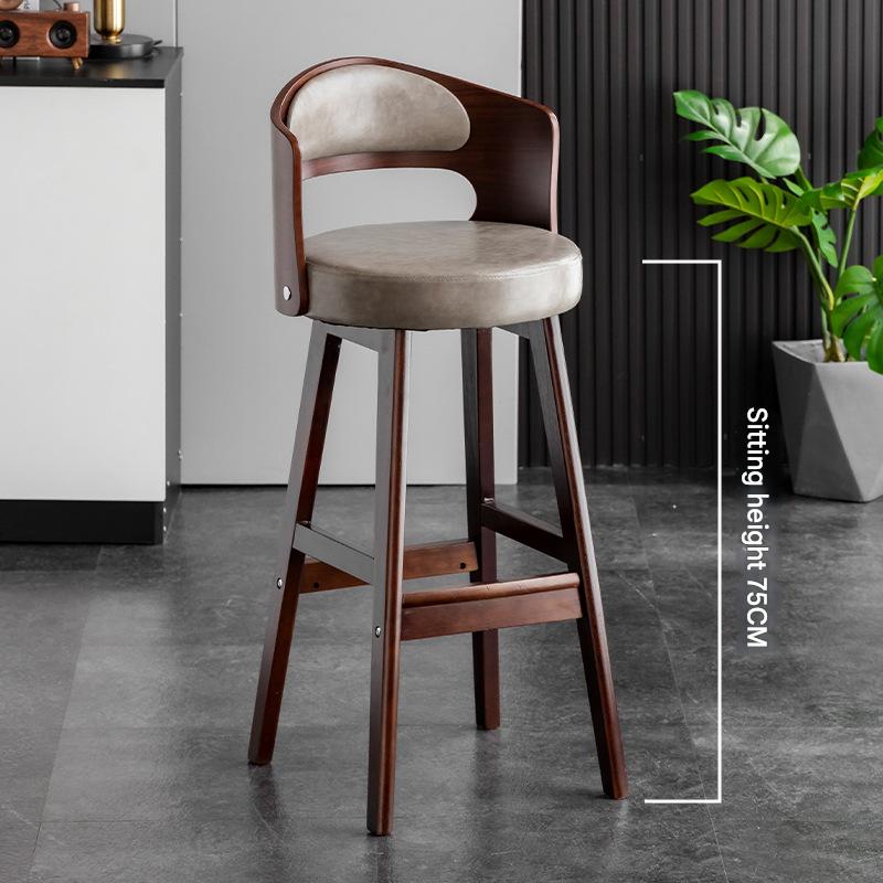 Sitting height 75 brown wooden frame   gray leather