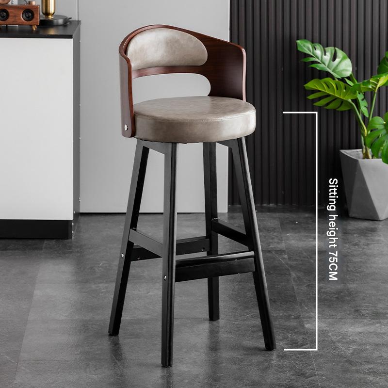 Sitting height 75 black wooden frame   gray leather