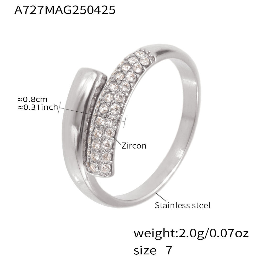 2:A727-steel color 5a zircon ring-no. 7
