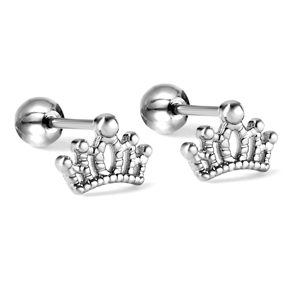 3:Steel ball plug Crown ear studs EA624901S