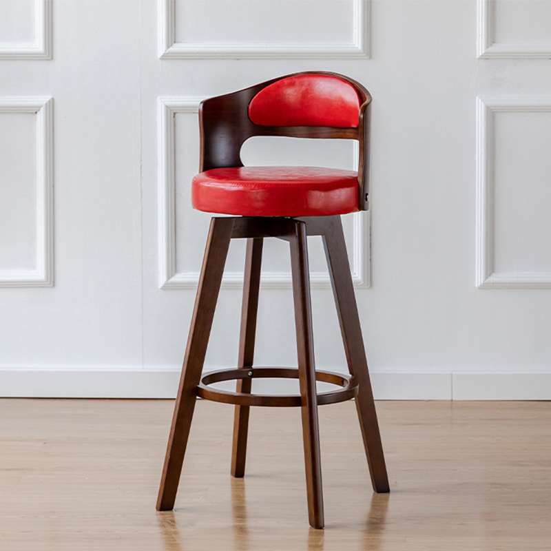 Brown wooden feet   red leather