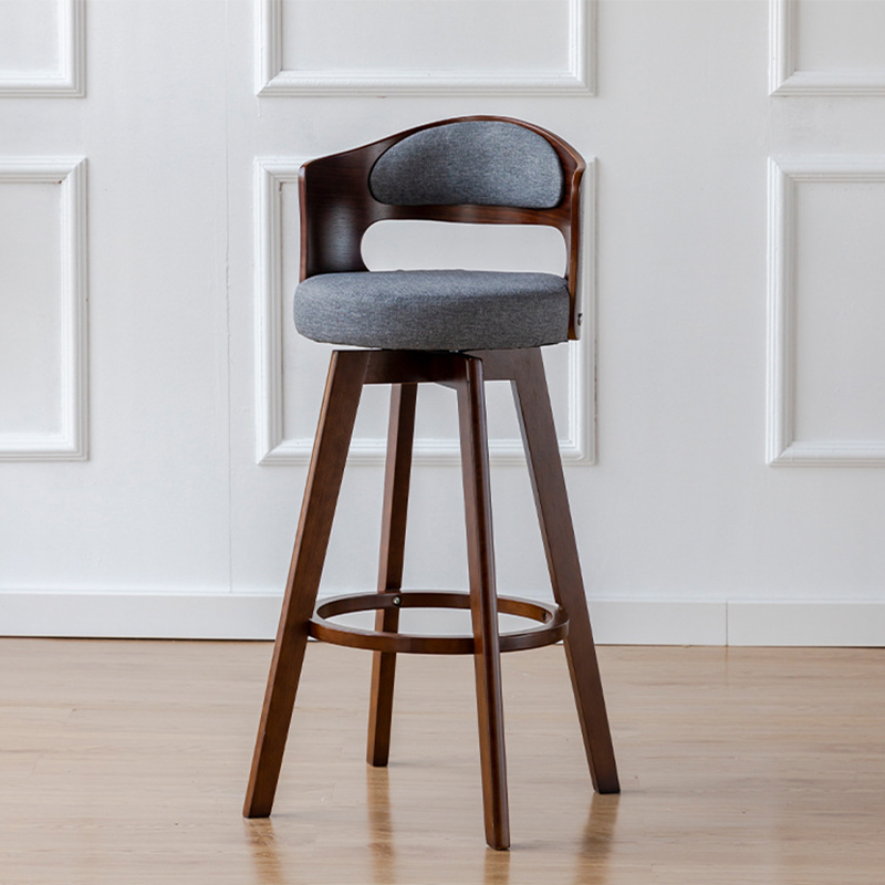 Brown wooden feet   smoky gray linen