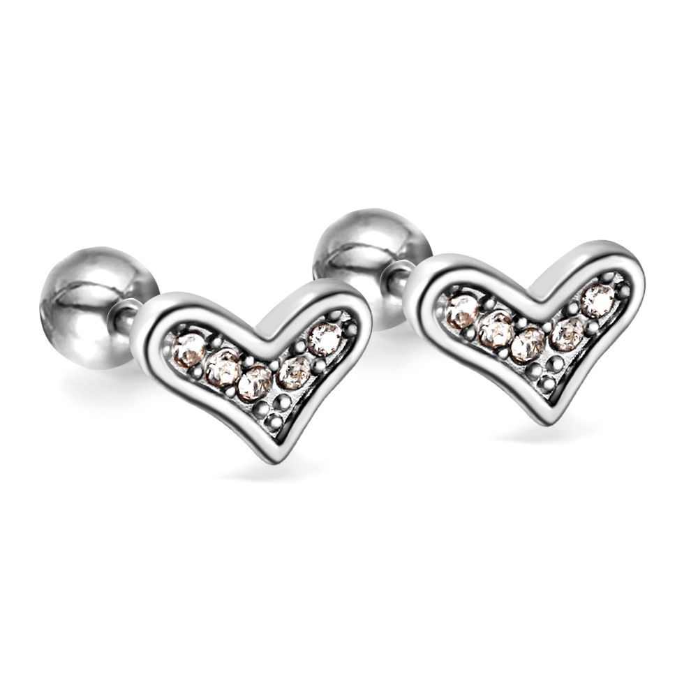 3:Steel ball plug Crooked Star white diamond ear studs EA626302S