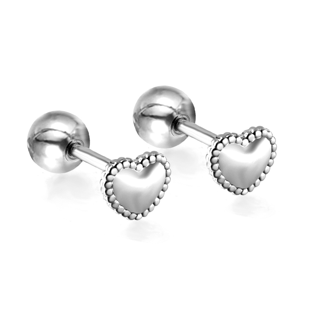 7:Steel ball plug heart-shaped ear studs EA625101S