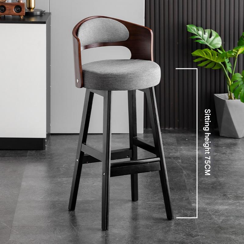 Sitting height 75 brown wooden frame   gray linen